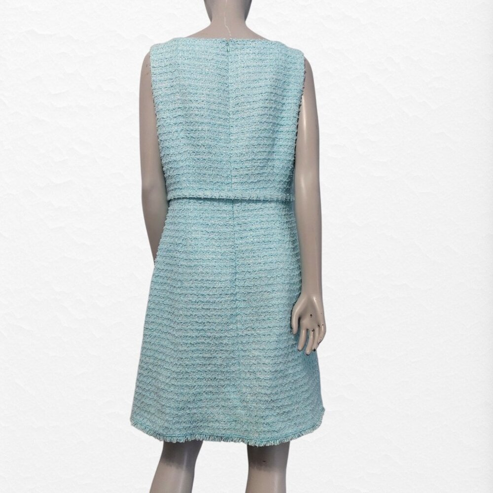 Kate Spade Dress 14 Light Blue Boucle Mini Fit Flare Sleeveless Feminine - Picture 8 of 15